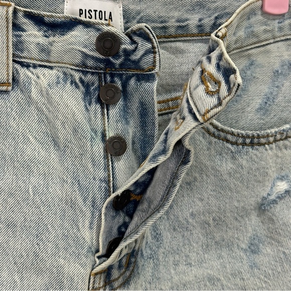 Pistola Devin High Rise Mom Cut Off Shorts Distressed Light Wash St.Tropez 27 - Picture 6 of 12